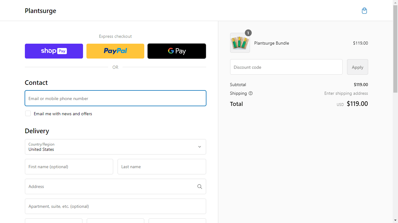 How to apply Plantsurge coupon code
